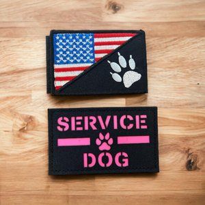 Set of 2 Embroidery Service Dog Patch, American Flag Appliques For Harnesses